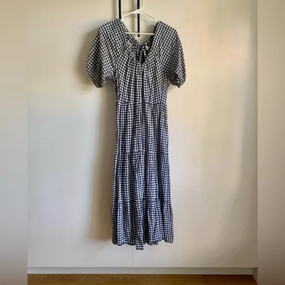 MNG by Mango Gingham Back Tie Dress - Size 2 - Picture 2 of 8